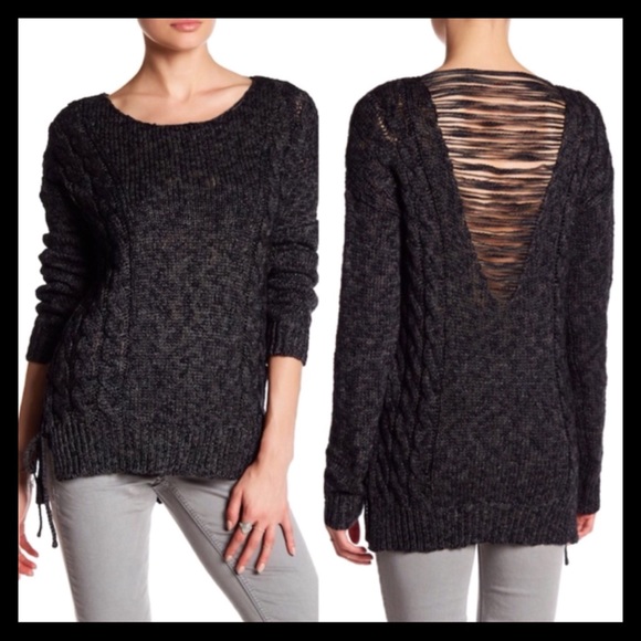 Silver Jeans Sweaters - Lace Up, Back Detailed Knit Sweater Silver Jeans